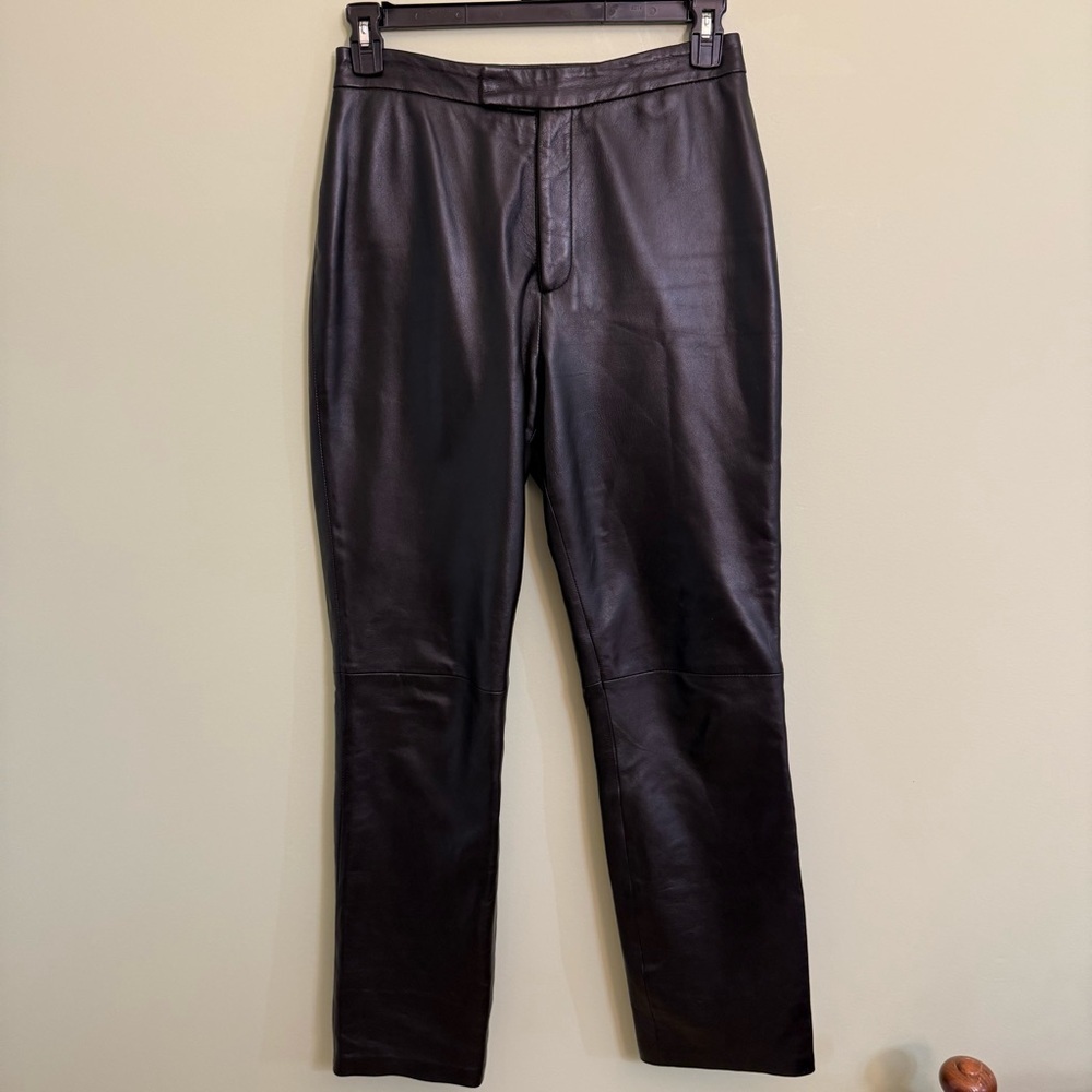 Vtg 80’s Margaret Godfrey black‎ genuine lambskin leather pants lined woman 10
